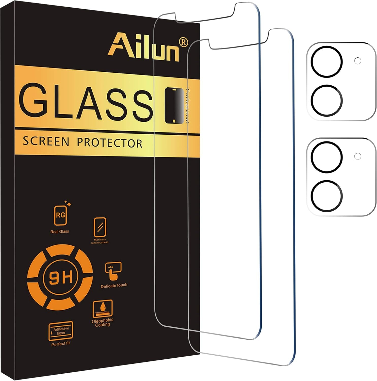 3 Pack Screen Protector for Iphone 16 [6.1 Inch] + 3 Pack Camera Lens Protector with Installation Frame,Case Friendly Tempered Glass Film,[9H Hardness] - HD [6 Pack]