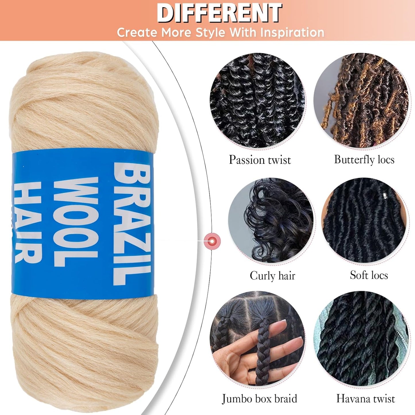 4 Pcs Blonde Brazilian Wool Hair for Braids Acrylic Hand Knitting Yarn for Crochet Box Braid Senegalese Twisting Jumbo Braids Faux Locs Crochet Hair Braiding Hair Extension(#613)