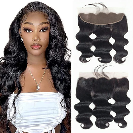 12 Inch 13X4 HD Lace Frontal Closure 100% Brazilian Virgin Human Hair Body Wave Ear to Ear Transparent Lace Frontal Pre Plucked with Baby Hair