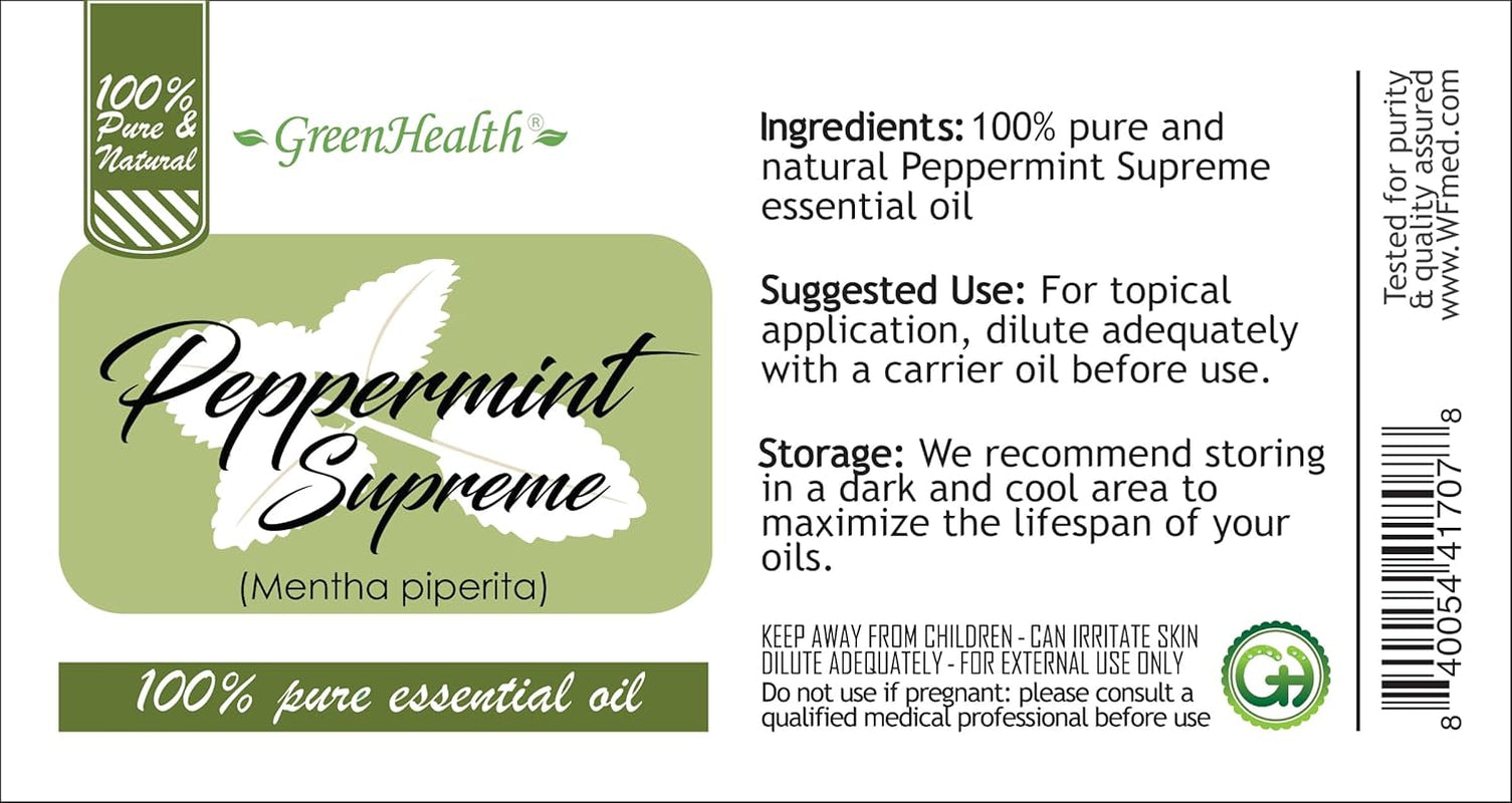 Peppermint Essential Oil (Mentha Piperita) – 8 Fl Oz (237 Ml) Aluminum Bottle W/Plug Cap – 100% Pure Essential Oil – TLBH