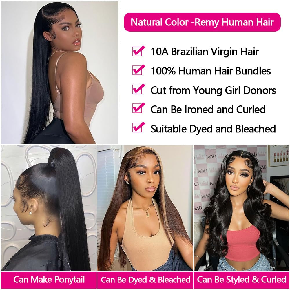 12A Straight Bundles Human Hair 18 20 22 24 Inch Brazilian Virgin Human Hair 4 Bundles 100% Unprocessed Straight Weave Bundles Human Hair 1B Natural Black