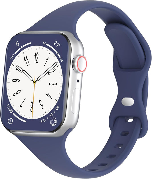Sport Slim Silicone Bands Compatible for Apple Watch Band 38Mm 42Mm 40Mm 44Mm 41Mm 45Mm 49Mm, Thin Soft Narrow Replacement Strap Wristband for Iwatch Series 9/8/7/Se/6/5/4/3/2/1/Ultra Women Men