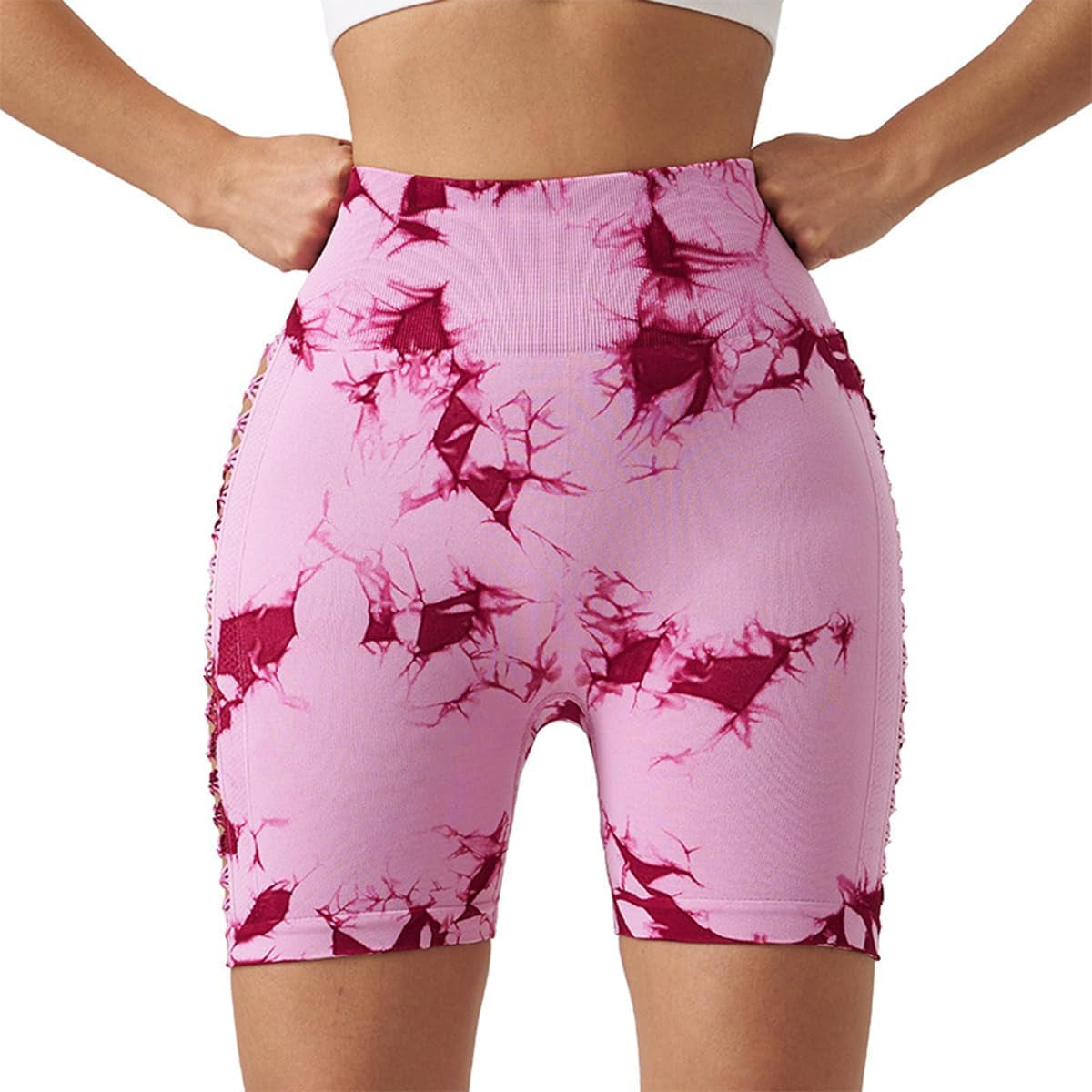 Women'S Workout Tie Dye Scrunch Butt Lifting High Waisted Shorts Tummy Control Yoga Gym Seamless Running Biker Shorts