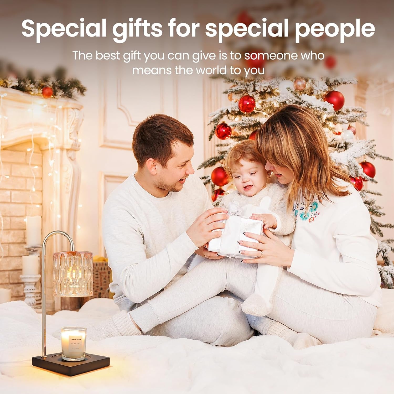 Candle Warmer Lamp, Dimmable Candle Warmer Lamp for Jar Candles, Glass Candle Warmer Lamp with Timer 2H/4H/8H Nightstand Lamp for Bedroom (2 Wax Warmer Bulbs)