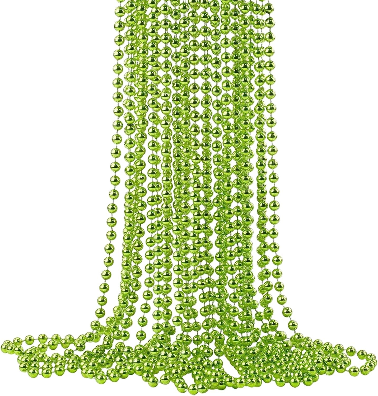 15 PCS St. Patricks Day Necklaces, Green Mardi Gras Christmas Bead Necklaces, 33" 7 Mm St. Patricks Day Green Beads St. Patricks Day Accessories for Mardi Gras, St. Patricks Day Party Favors