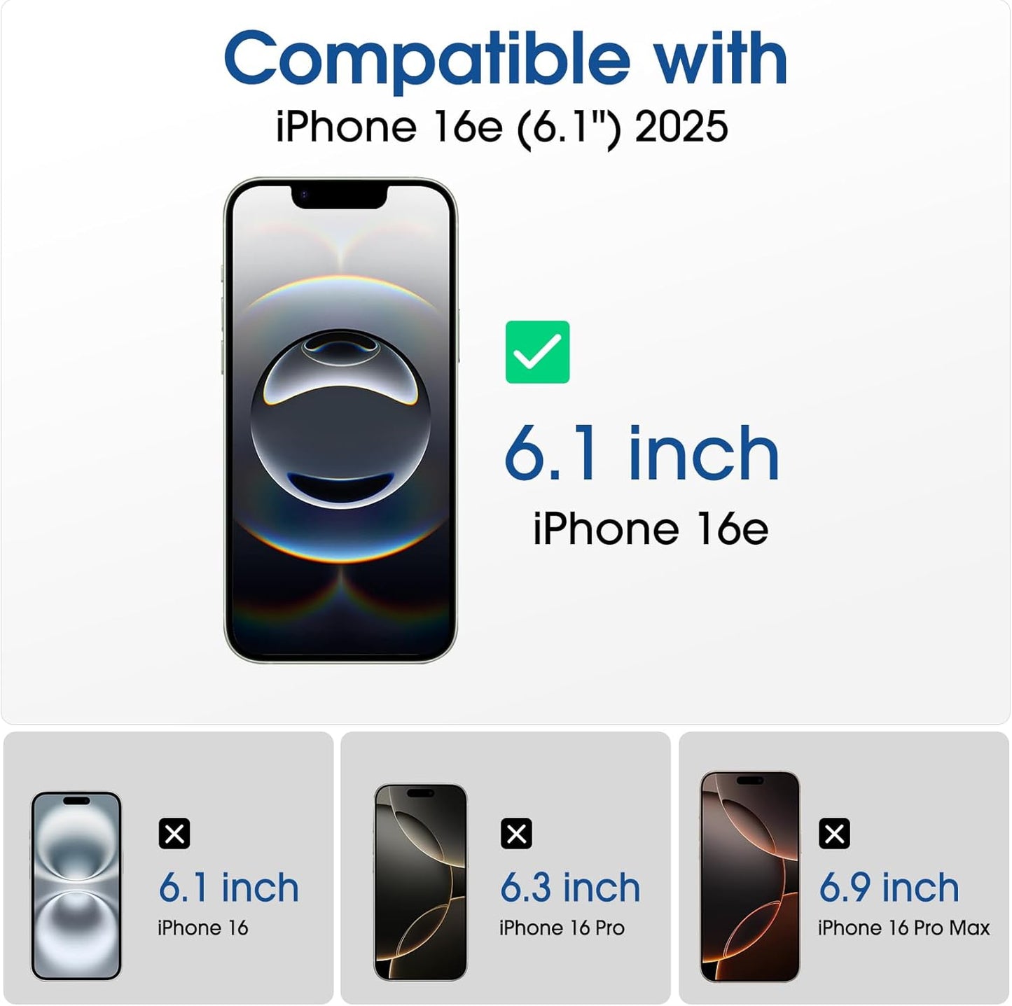 Auto-Alignment Onetouch for Iphone 16E [6.1''] Screen Protector + Camera Lens Protector, Tempered Glass, 30 Seconds Installation, Bubble Free, Case Friendly, Anti-Scratch [2+2 Pack]