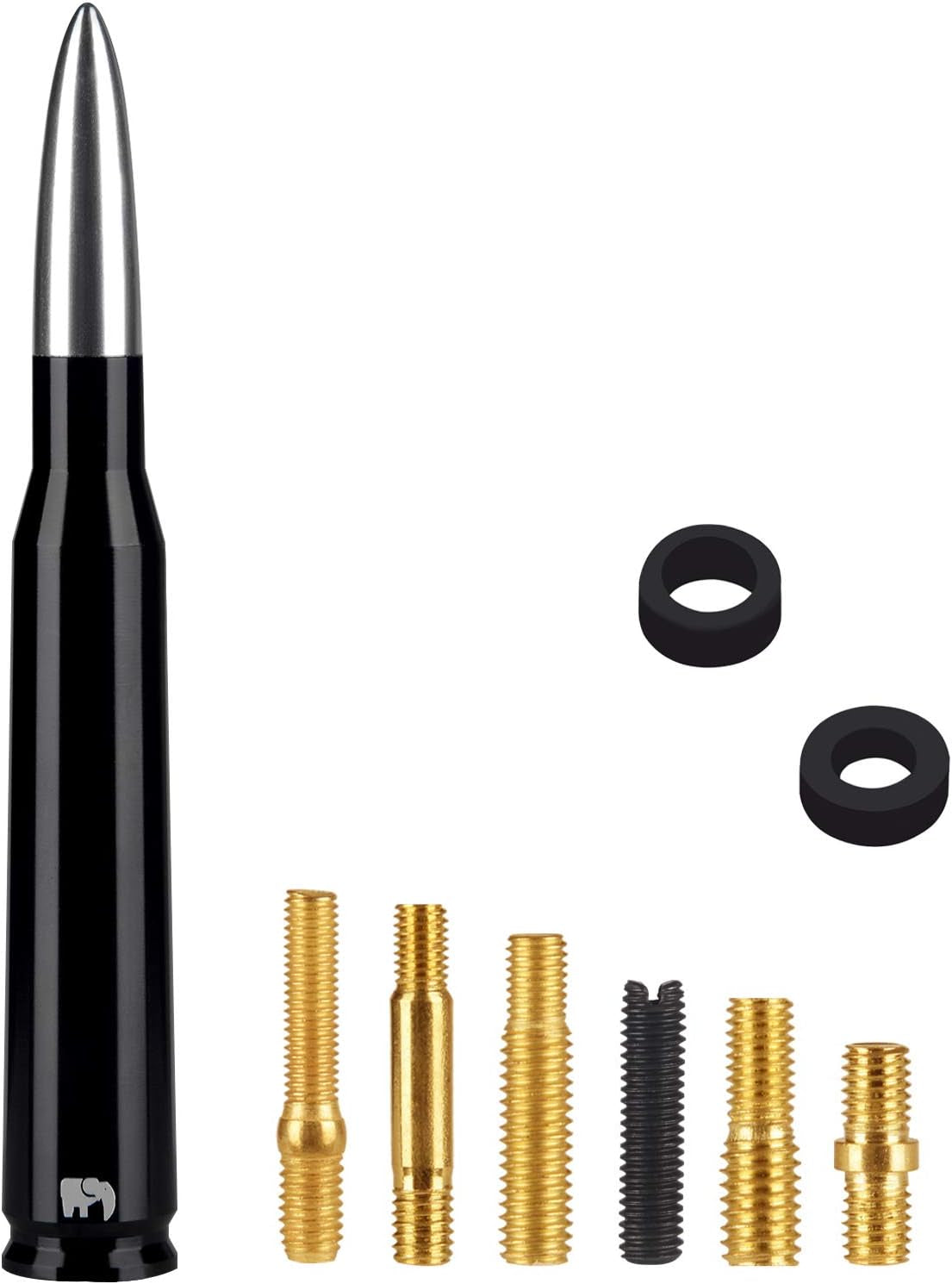 50 Cal Caliber Bullet Style Antenna, Compatible with Ford F-Series (F-150 F-250 F-350 Super Duty Ford Raptor Ranger Trucks 1997-2024) - Designed for Optimized FM/AM Reception (Silver)