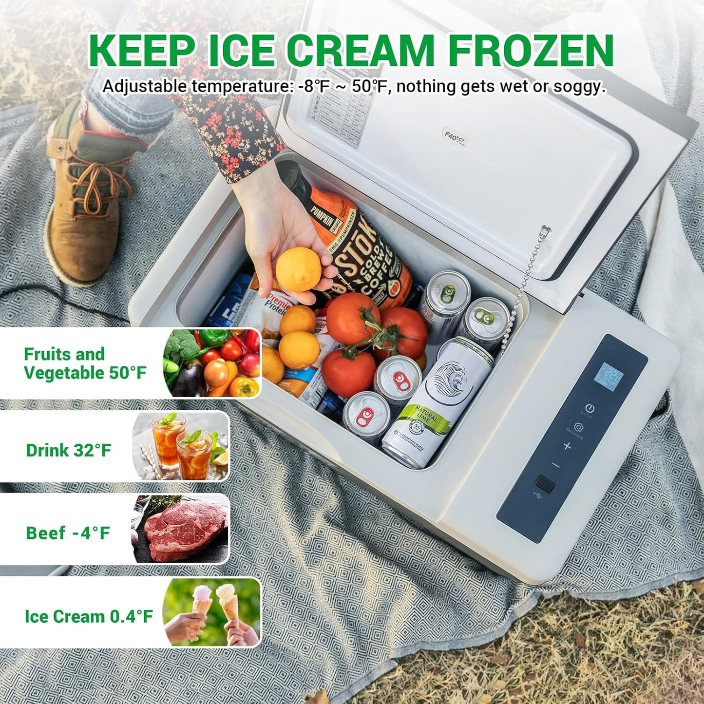 12 Volt Refrigerator, 20 Quart(18L) Portable Freezer, 12V Car Fridge(-8℉~50℉), Compressor Cooler for Camping, Road Trip, Travel, Van, Truck, RV, Boat, Outdoor, Home, 12/24V DC & 100~240V AC TRUCK DRIVER