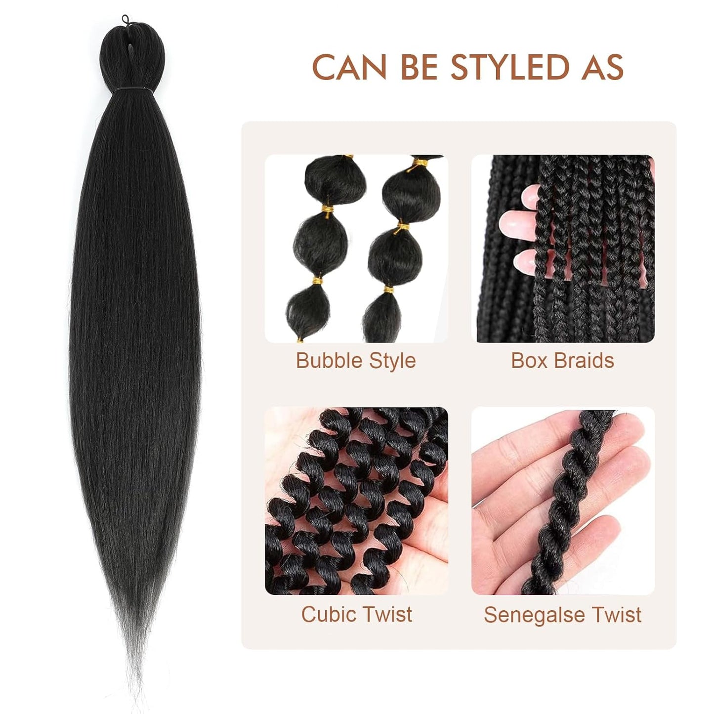 Pre-Stretched Braiding Hair - 16 Inch 8 Packs Dark Brown Short Braiding Hair for Twist or Box Braids, Yaki Texture Hot Water Setting Synthetic Braiding Hair Extensions (16 Inch, #2-8P)