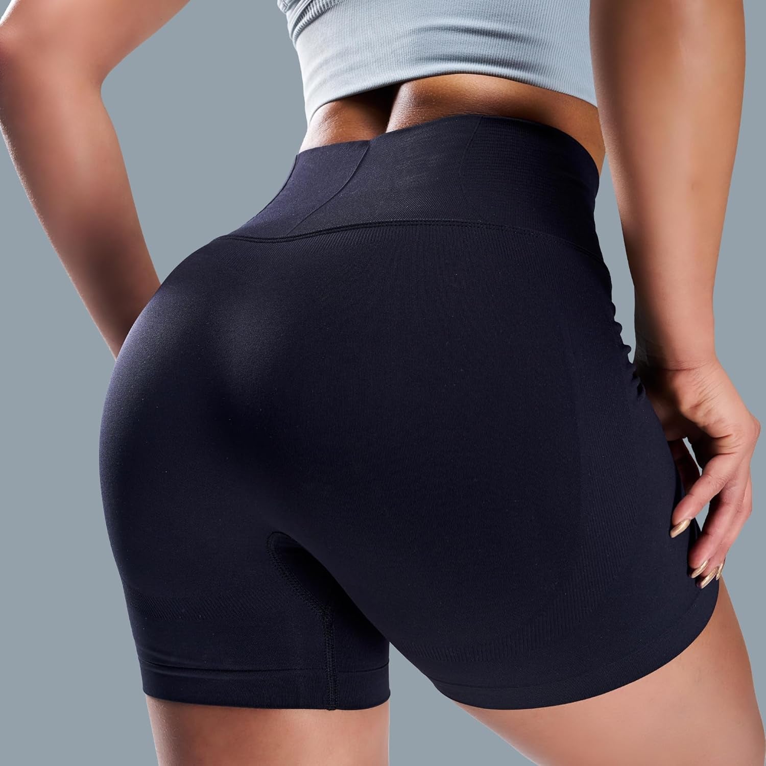 Women'S Seamless High Waist Tummy Control Intensify Fitness Athletic Running Yoga Gym Shorts