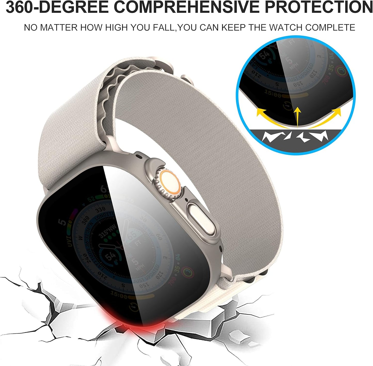 3-Pack for Apple Watch Ultra/Ultra 2 49Mm Privacy Screen Protector Case,[Anti-Peeping] Ultra-Thin Tempered Glass Case Cover for Iwatch Series 8/Iwatch Series 9 Ultra/Ultra 2 49Mm