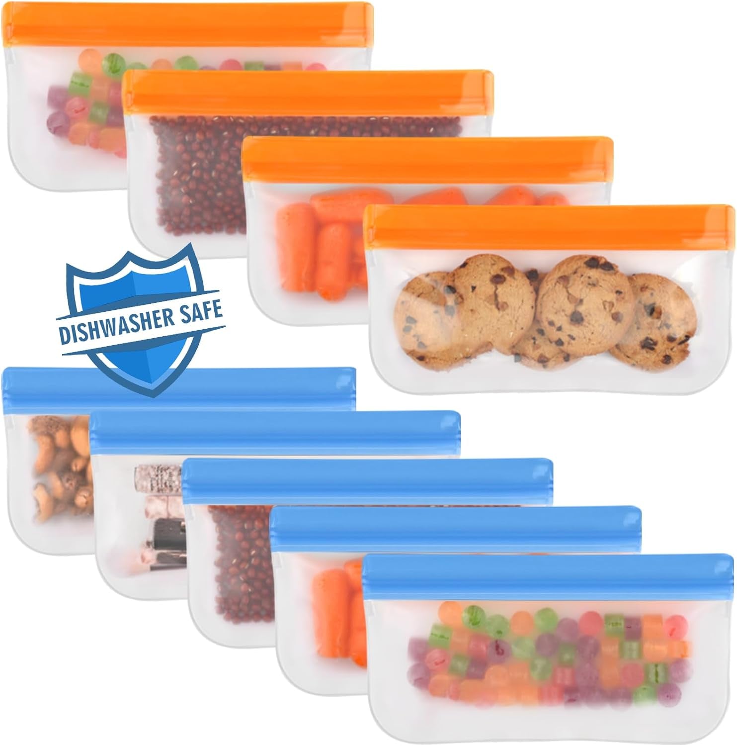 6 Pack Reusable Gallon Freezer Bags Dishwasher Safe, BPA Free Reusable 1 Gallon Bags Silicone, Leakproof Reusable Storage Bags for Marinate Meats, Cereal, Vegetables, Home Organization(Grey)