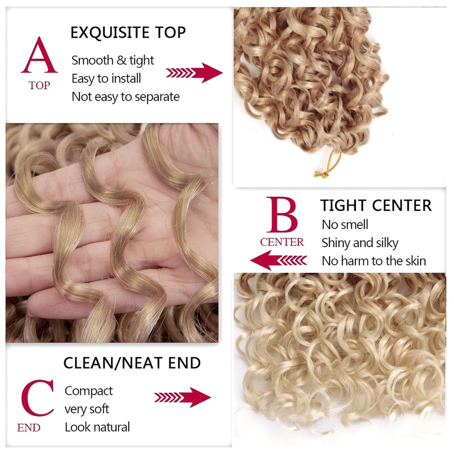 Gogo Curl Crochet Hair 18Inch Ombre Blonde Deep Wave Crochet Hair,Synthetic Deep Twist Crochet Braids Bohemian Crochet Braiding Hair Extensions (5Packs,27/613)