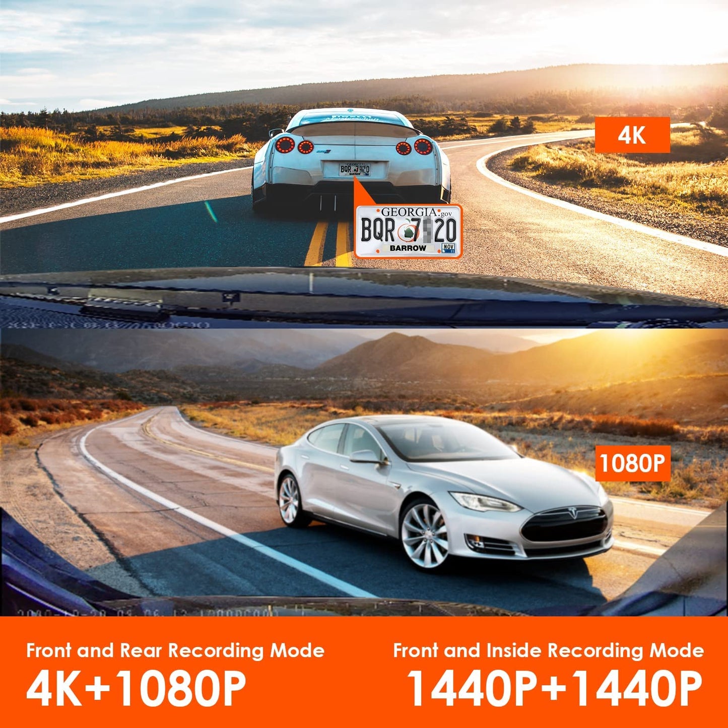 N4 3 Channel Dash Cam, 4K+1080P Front and Rear, 1440P+1440P Front and Inside, 1440P+1440P+1080P Three Way Triple Car Camera, IR Night Vision, 24 Hours Parking Mode, Support 256GB Max