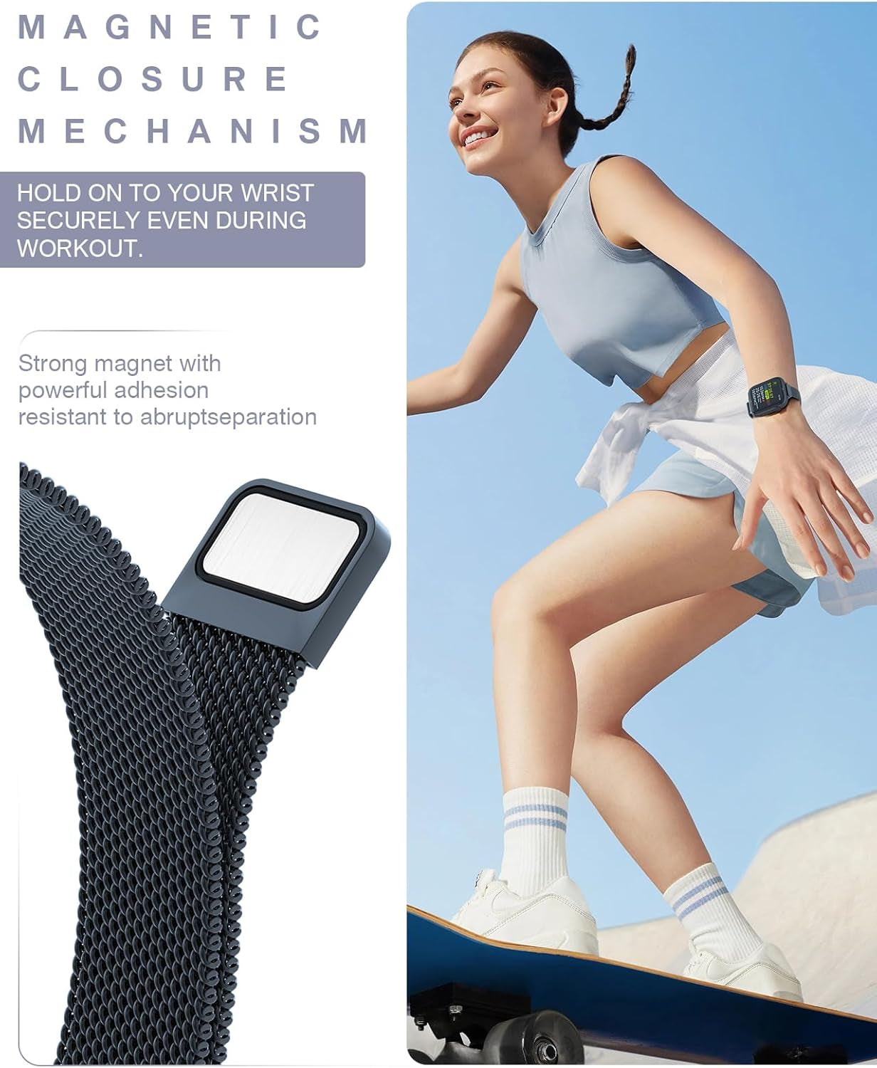 Slim Watch Band Compatible with Apple Watch Band 38Mm 40Mm 41Mm 42Mm 44Mm 45Mm 49Mm Women & Men, Stainless Steel Mesh Loop Magnetic Clasp Replacement for Iwatch Bands Series 9,Ultra 2, SE, Ultra Series 8 7 6 5 4 3 2 1 (Midnight, 41Mm/40Mm/38Mm)