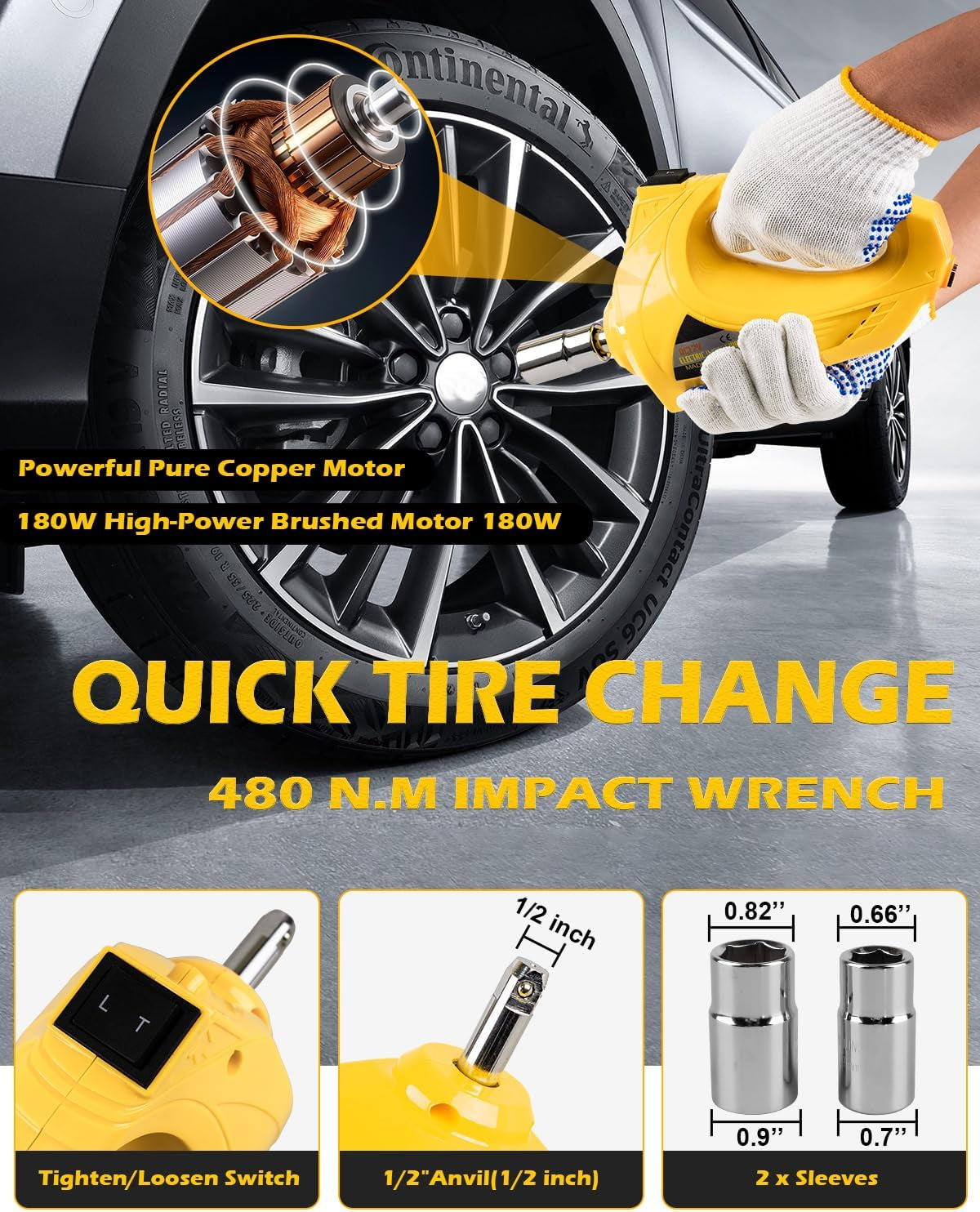 Electric Car Jack, 5 Ton 12V Digital Display Electric Jack for Car with E-Impact Wrench, Tire Inflator Pump and LED Light, (Lifting Range: 6.1~17.7 Inch) for Sedan, SUV, Truck Tire Change Replacement TRUCK DRIVER