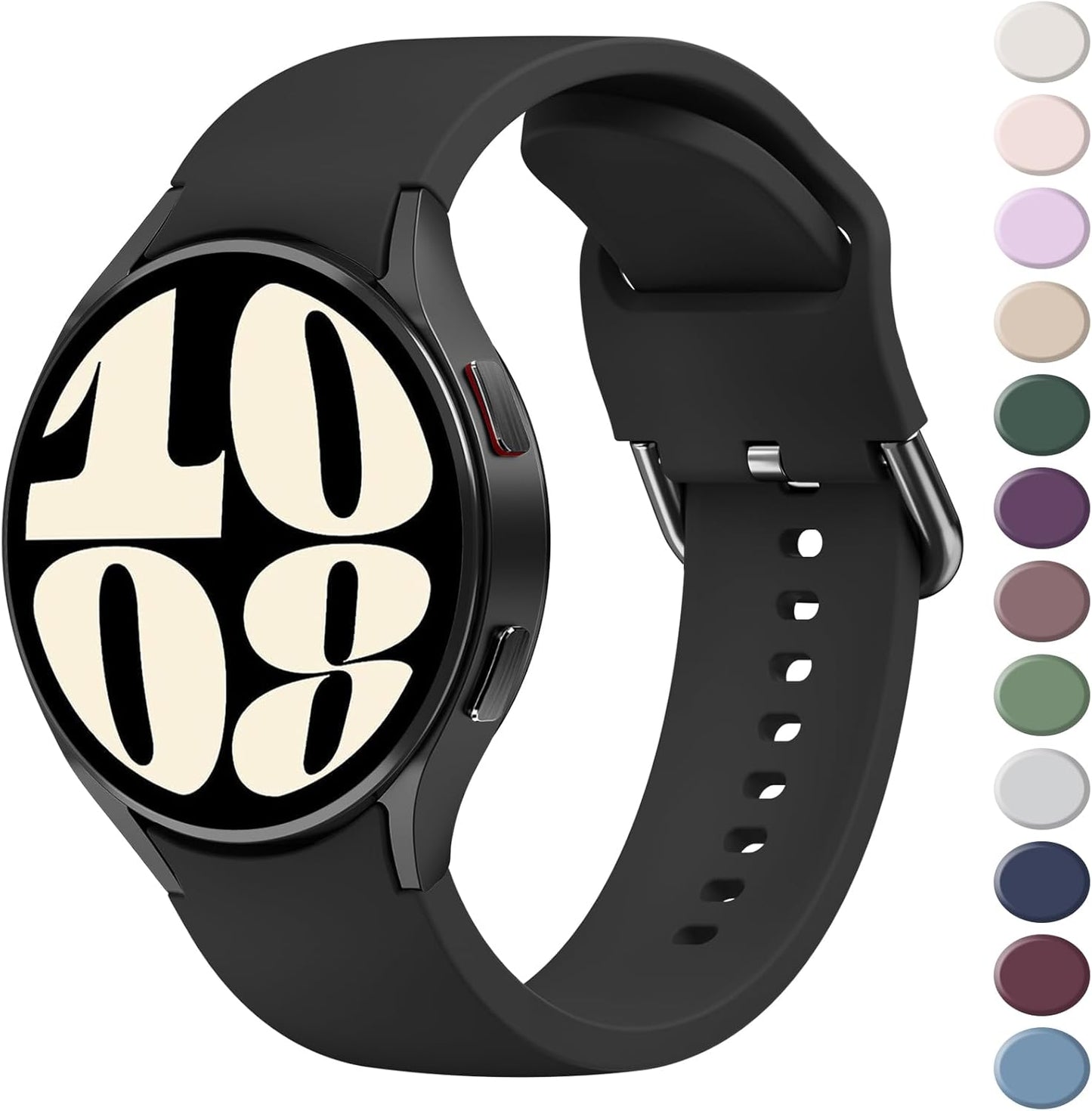 for Samsung Galaxy Watch 6 Band 40Mm 44Mm / Galaxy Watch 6 Classic Bands 43Mm 47Mm, 20Mm Soft Silicone No Gap Sport Band Adjustable Replacement Strap for Galaxy Watch 6 Band Women Men