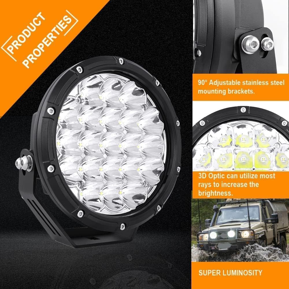 BIGLIONX round LED Offroad Lights 7Inch 2Pcs 210W 32000LM LED off Road Lights Super Bright Amber Offroad Lights Driving Lights Spot with Wiring Harness IP68 for Trucks Pickup ATV UTV SUV