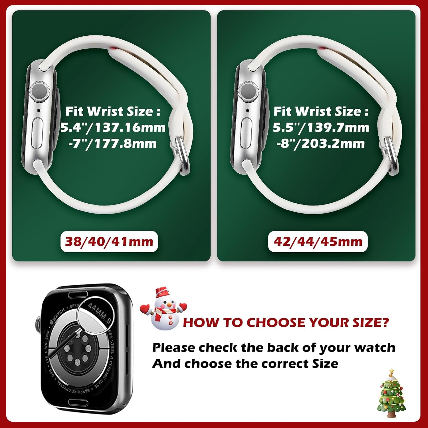 Christmas Watch Bands Compatible with Apple Watch Band 40Mm for Women Series 9 8 7, Apple Watch Bands Silicone Strap Waterproof 38Mm/41Mm for SE Series 6 5 4 3 Gift Iwatch Bands Men