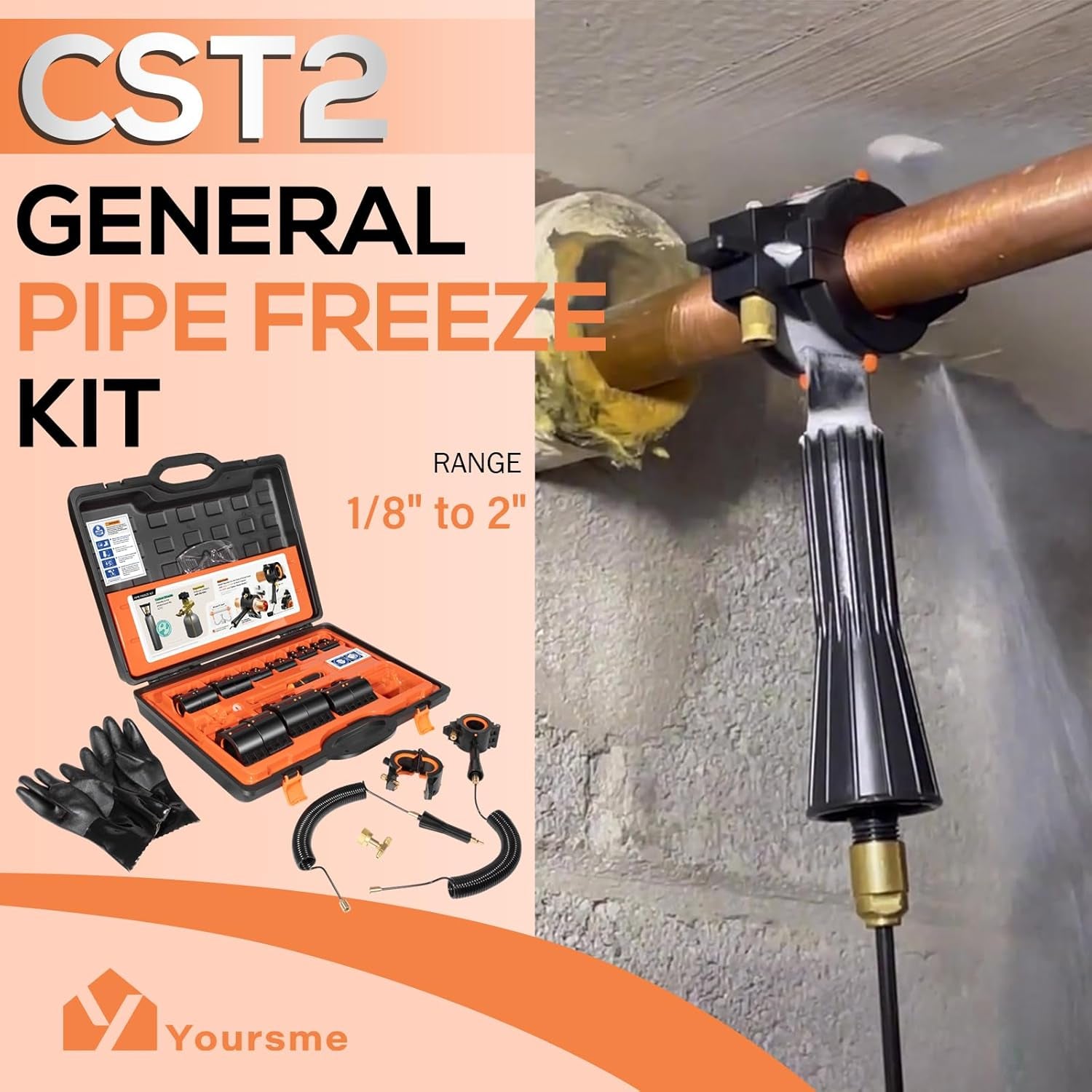 CST2 General Cold-Shot Pipe Freeze Kit, General Pipe Cleaners, Quickly Freezes Pipes from 1/8" to 2", Repair Water Systems without Draining
