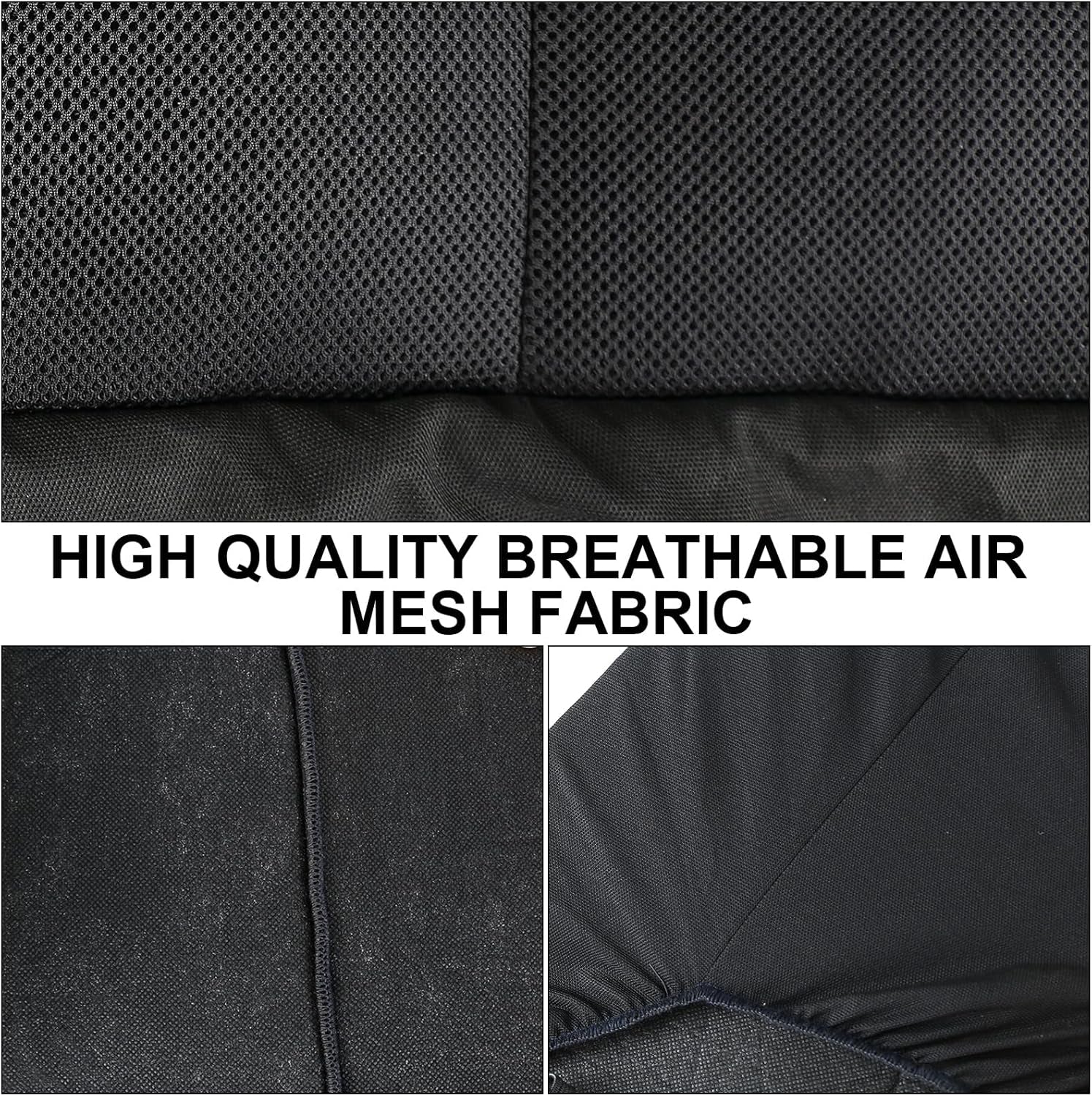 Custom-Fit Bench Seat Covers Replace for 1969-1996 Ford F100 F150 F250 Series Air Mesh Fabric Full Size Classic Trucks Seat Protector without Headrests (Black &Gray)