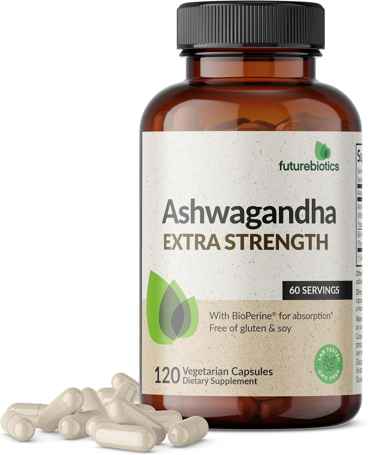 Ashwagandha Extra Strength Stress & Mood Support with Bioperine - Non GMO Formula, 100 Vegetarian Capsules TLBH