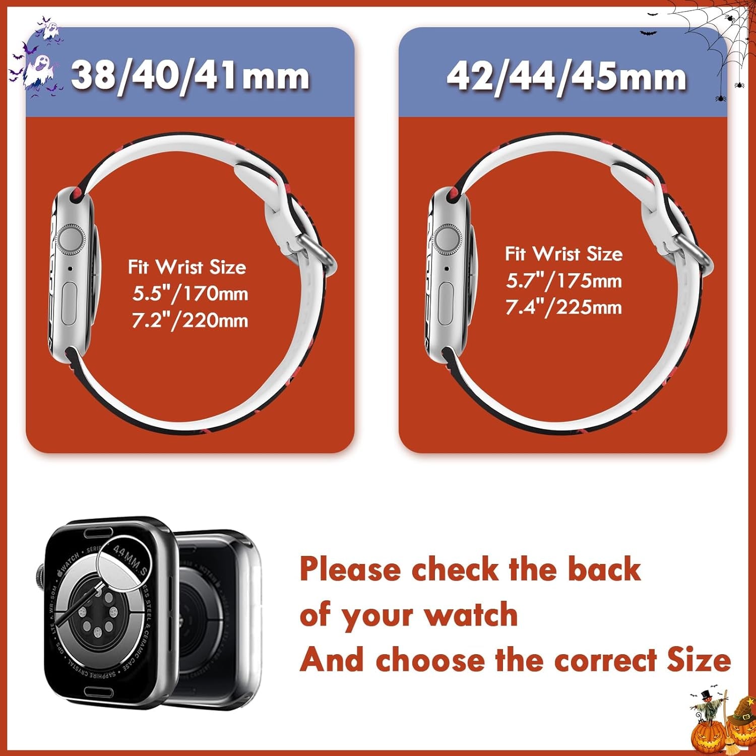 Halloween Bands Work with Apple Watch Band 38Mm 40Mm 41Mm for Women Girl, Silicone Strap for Apple Watch Bands Gift, Soft Festival Bands for Iwatch Bands Series 10 9 8 7 6 5 4 3 2 1 SE Men Boy