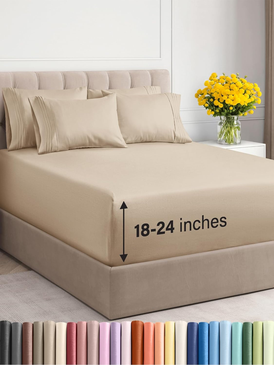 Extra Deep King Sheet Set - 6 Piece Breathable & Cooling Sheets - Hotel Luxury Bedding Set 18-24 Inch Extra Deep Pockets - Easy & Secure Fit - Super Soft, Wrinkle Free & Comfy - Navy Blue, King Size