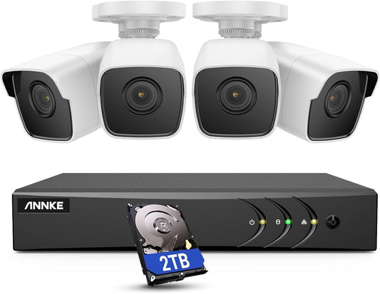 5MP Home Security Camera System with AI Human/Vehicle Detection, 8CH H.265+ DVR Recorder with 4X 5MP (2560TVL) Wired IP67 Outdoor CCTV Cameras, 100 Ft EXIR Night Vision with Smart IR & WDR TRUCK DRIVER