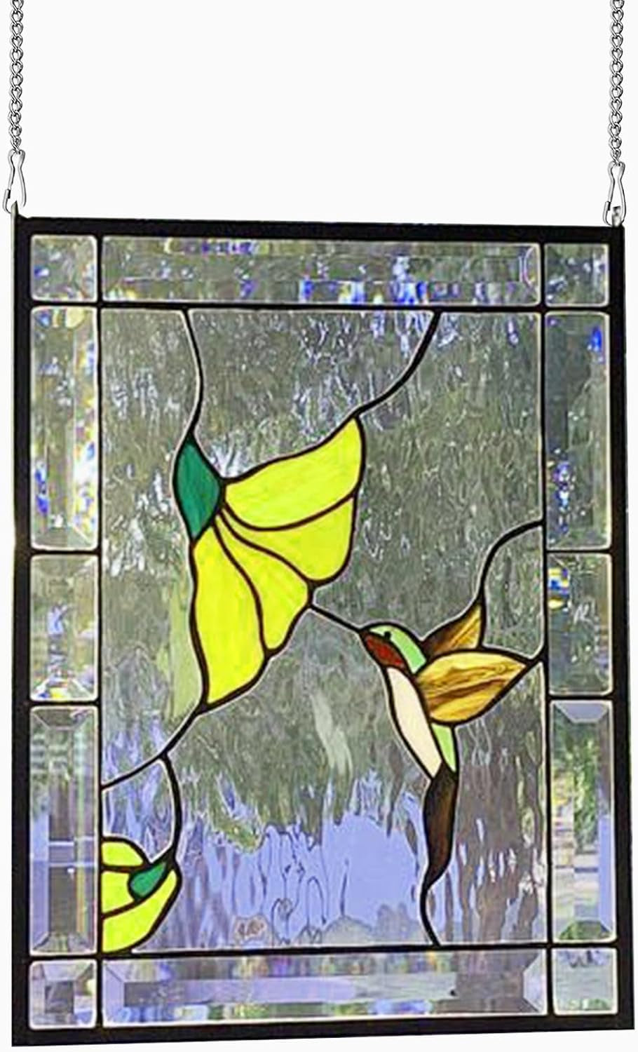 6 Pcs 20 Inch Stained Glass Window Hanging Chain - Silver 304 Stainless Steel Hanging Chain, Window Art Decor, Patio Garden Outdoor Decorative Hanging Glass Panels Chains