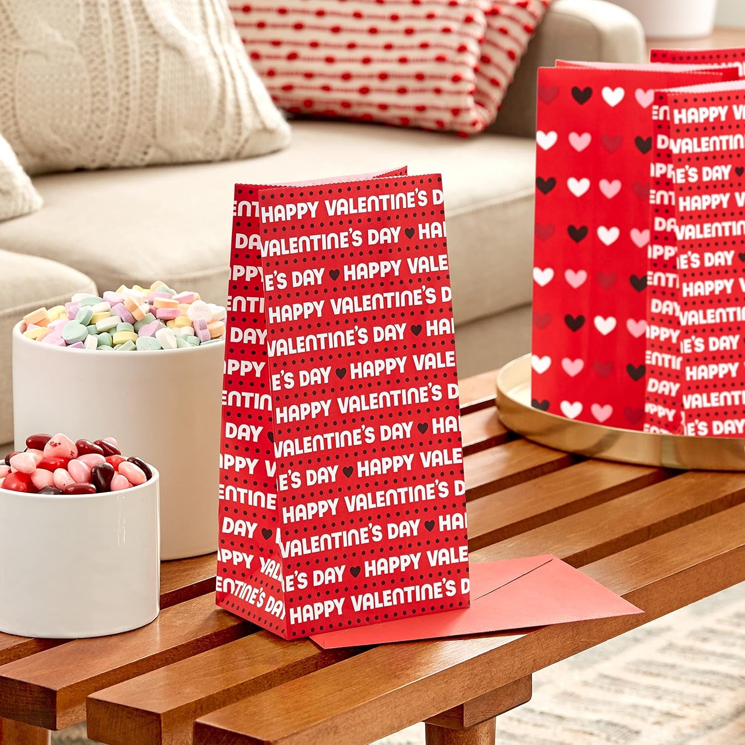 Valentine'S Day Paper Treat Sacks (30 Bags: Happy Valentine'S Day, Hearts) for Classroom Parties, Valentines, Kids, Coworkers