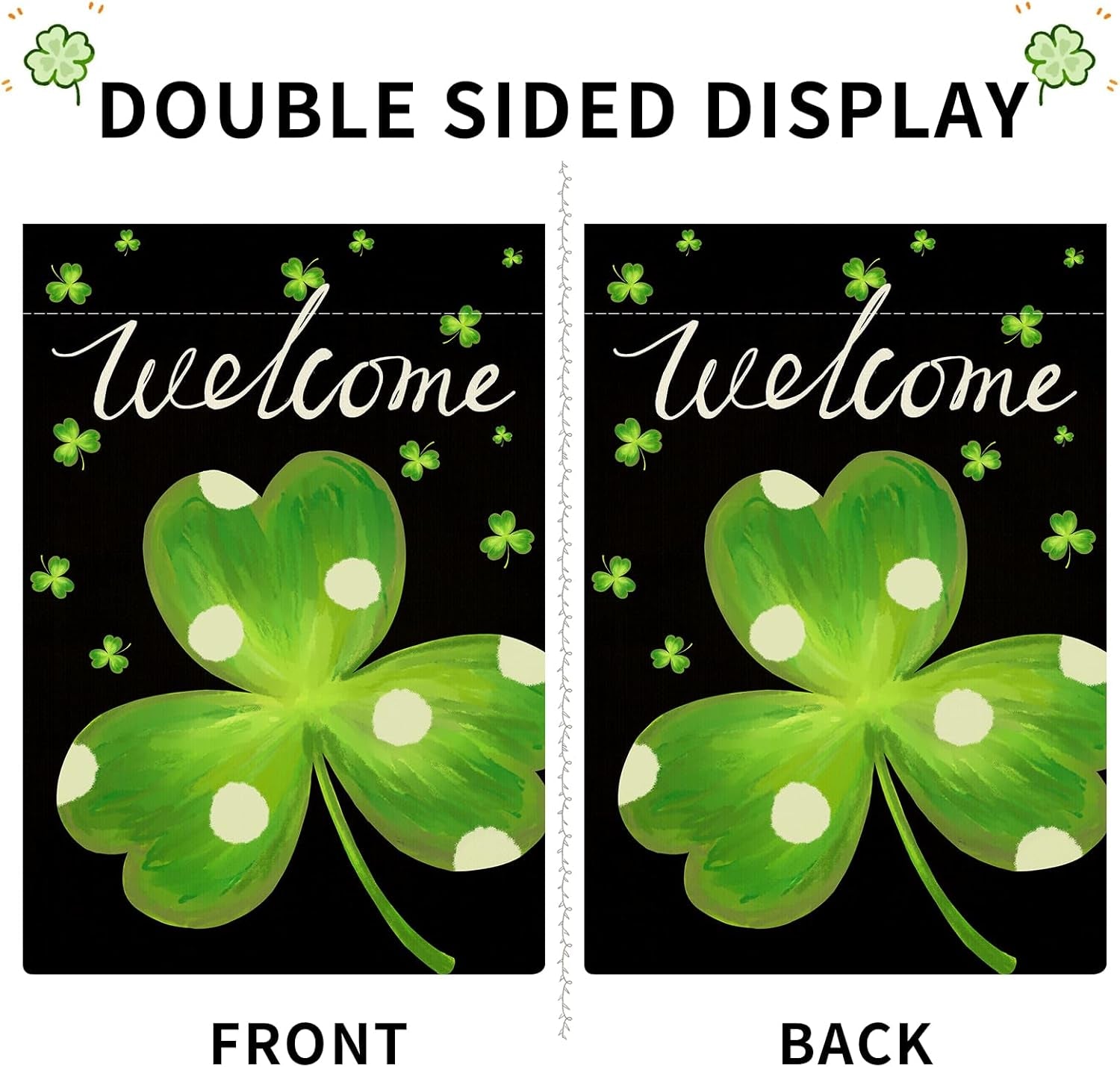 St Patricks Day Garden Flag 12X18 Inch Double Sided Green Shamrock Clover Yard Flag St Patricks Day Seasonal Holiday Outdoor Decoration