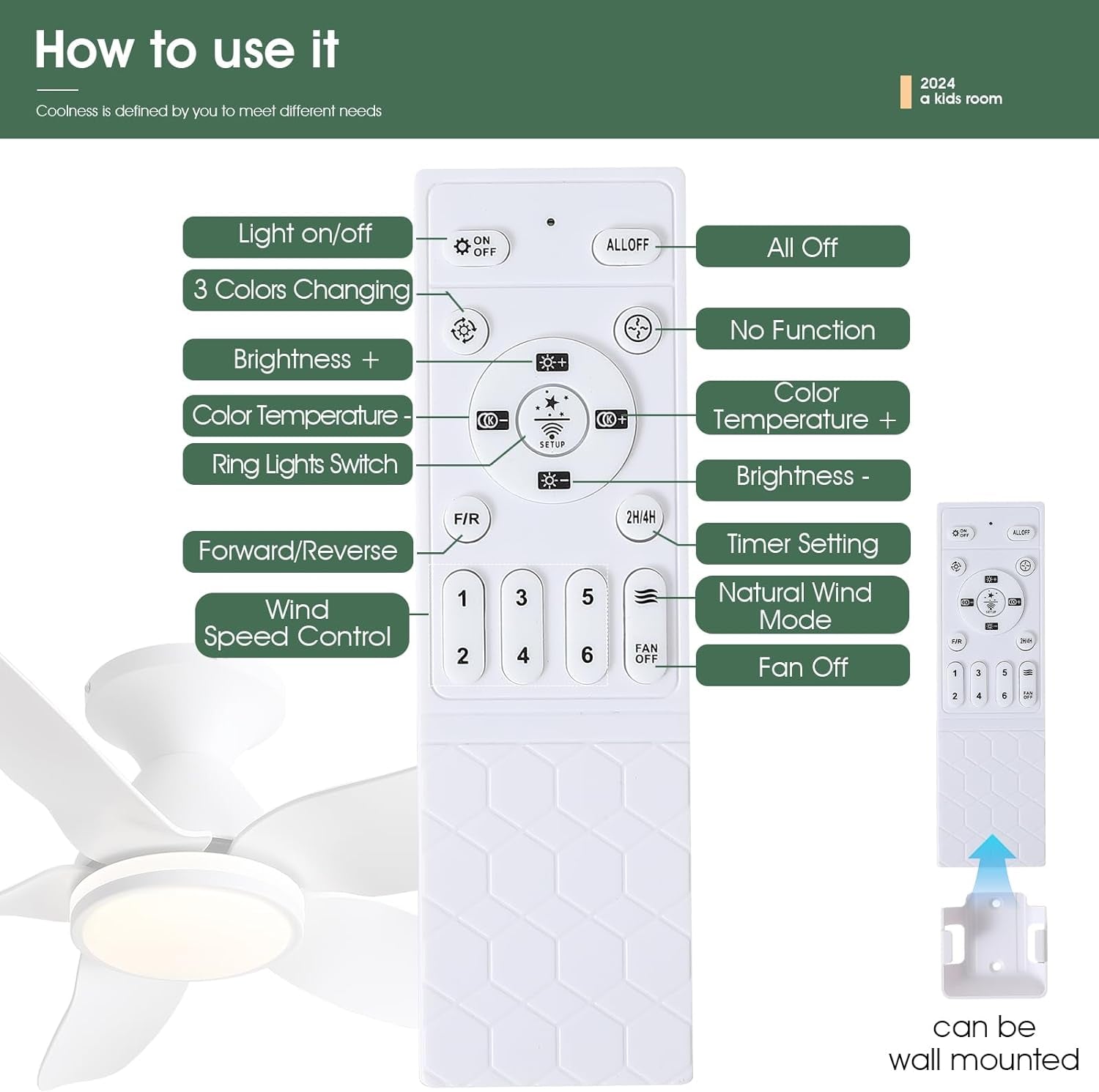 Ceiling Fans with Lights and Remote/App Control, 38 Inch Low Profile Flush Mount Ceiling Fans with 5 Reversible Blades 6 Speeds, 3 Colors Dimmable+Ring Lights for Bedroom Dining Room, White