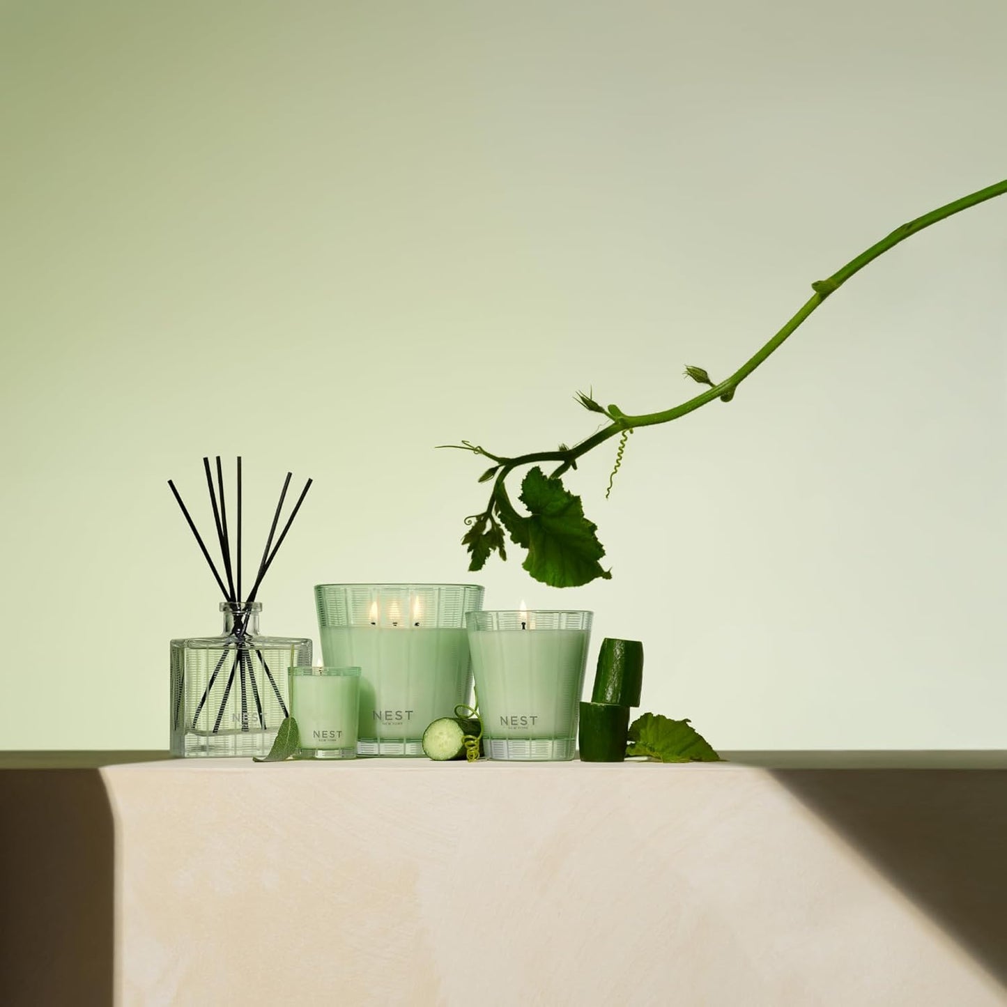 Scented Classic Candle, Cucumber & White Sage - 8.1 Oz - up to 60-Hour Burn Time - Reusable Glass Vessel The White Lotus