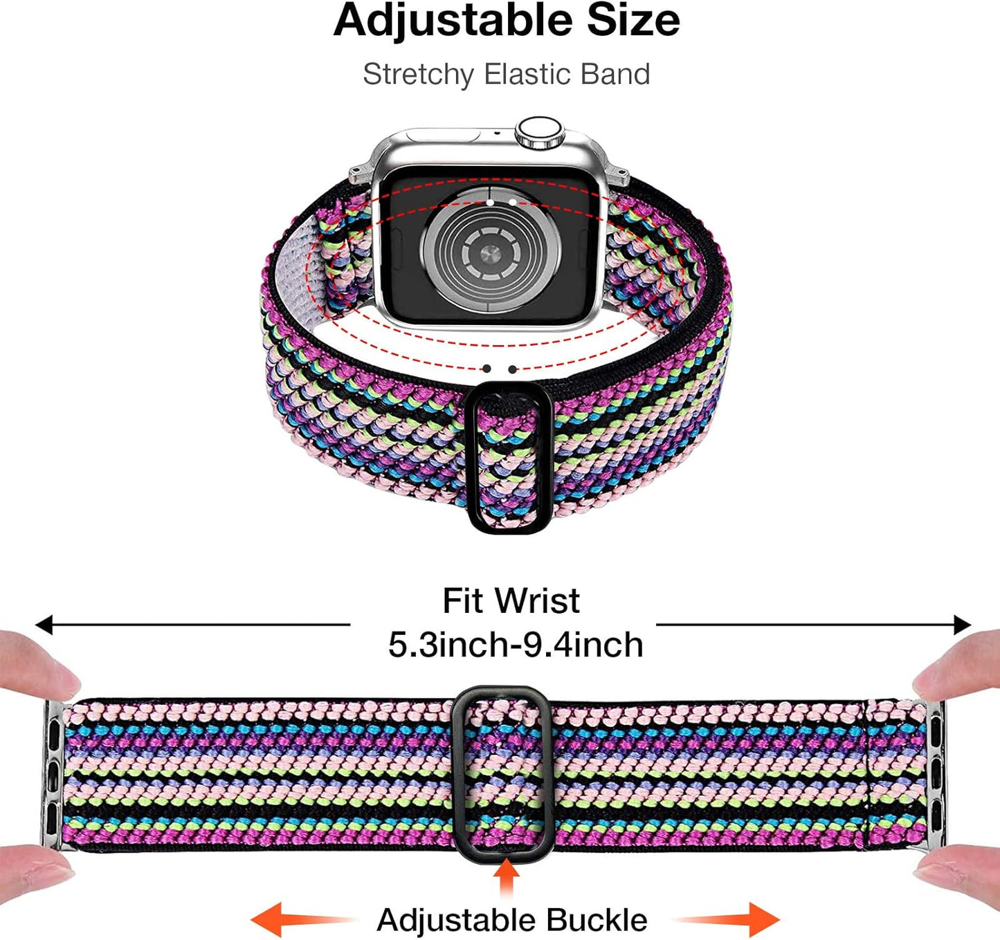 2 Pack Stretchy Band Compatible with Apple Watch Series SE 7/6/5/4/3/2/1, Adjustable Soft Straps Compatible with Iwatch 38Mm 40Mm 41Mm 42Mm 44Mm 45Mm for Women Men