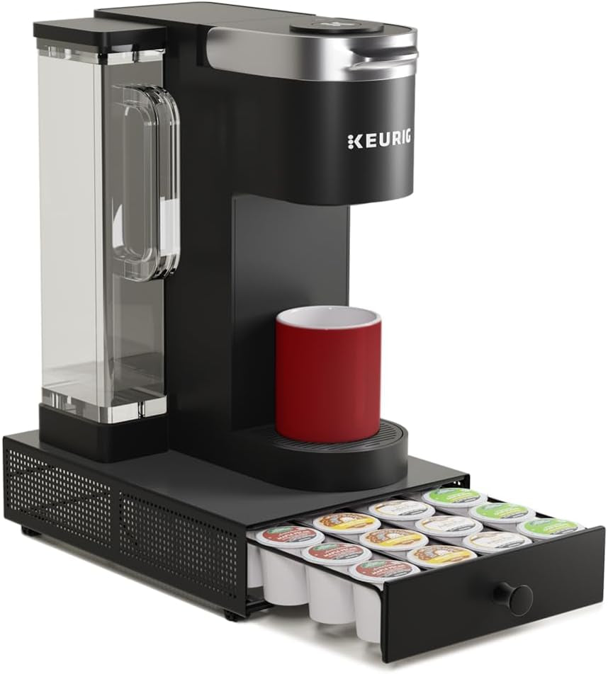 K Cup Organization Storage Drawer Maker K Cup Holder Coffee Pod Organizer Stand Tray Counter Rack Countertop Maker Stand Capsules Compatible with Keurig Accessories Holds 24 Pods