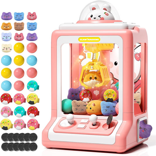 Rabbit Claw Machine for Kids, Mini Vending Machine with Game Coins & Music, Prize Dispenser Toys for Girls and Boys, Electronic Claw Game Machine for Party Birthdays, Includes 30 Mini Toys ZOUSA