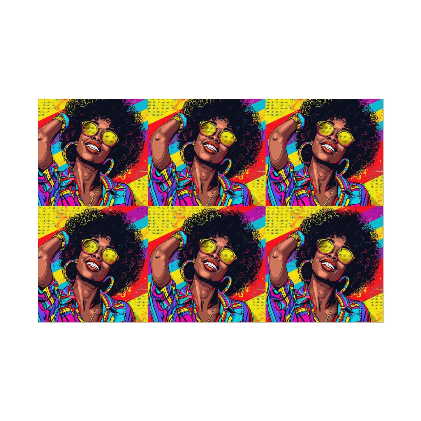 Woman afro hair with braids fat black color drawing Rolled Posters