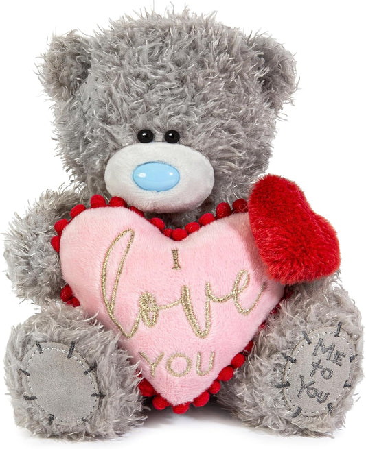 Me to You Tatty Teddy 'Love You' 15Cm Bear with Pom-Pom Heart - Official Valentine'S Day Collection, Grey UK