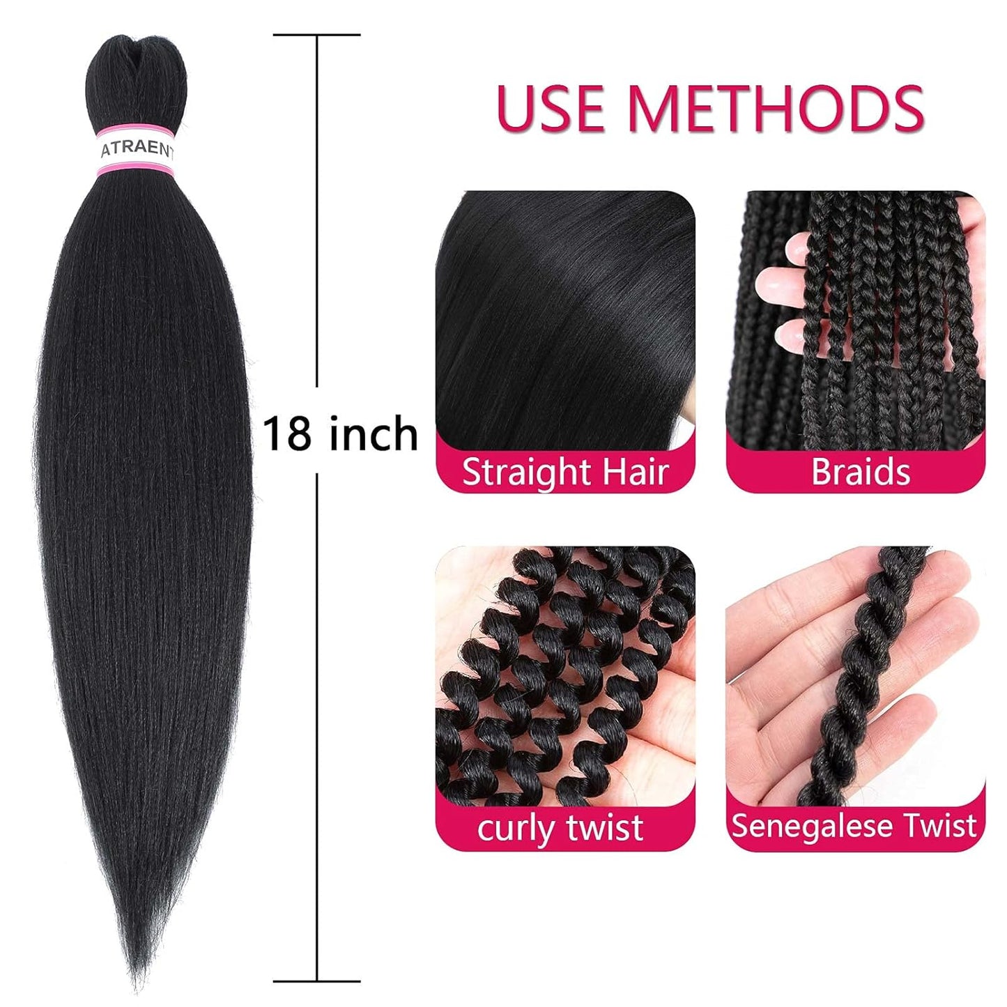 Pre Stretched Braiding Hair 18 Inch 8 Packs Prestretched Braiding Hair Professional Synthetic Braids Hair Extension Itch Free Hot Water Setting Yaki Texture