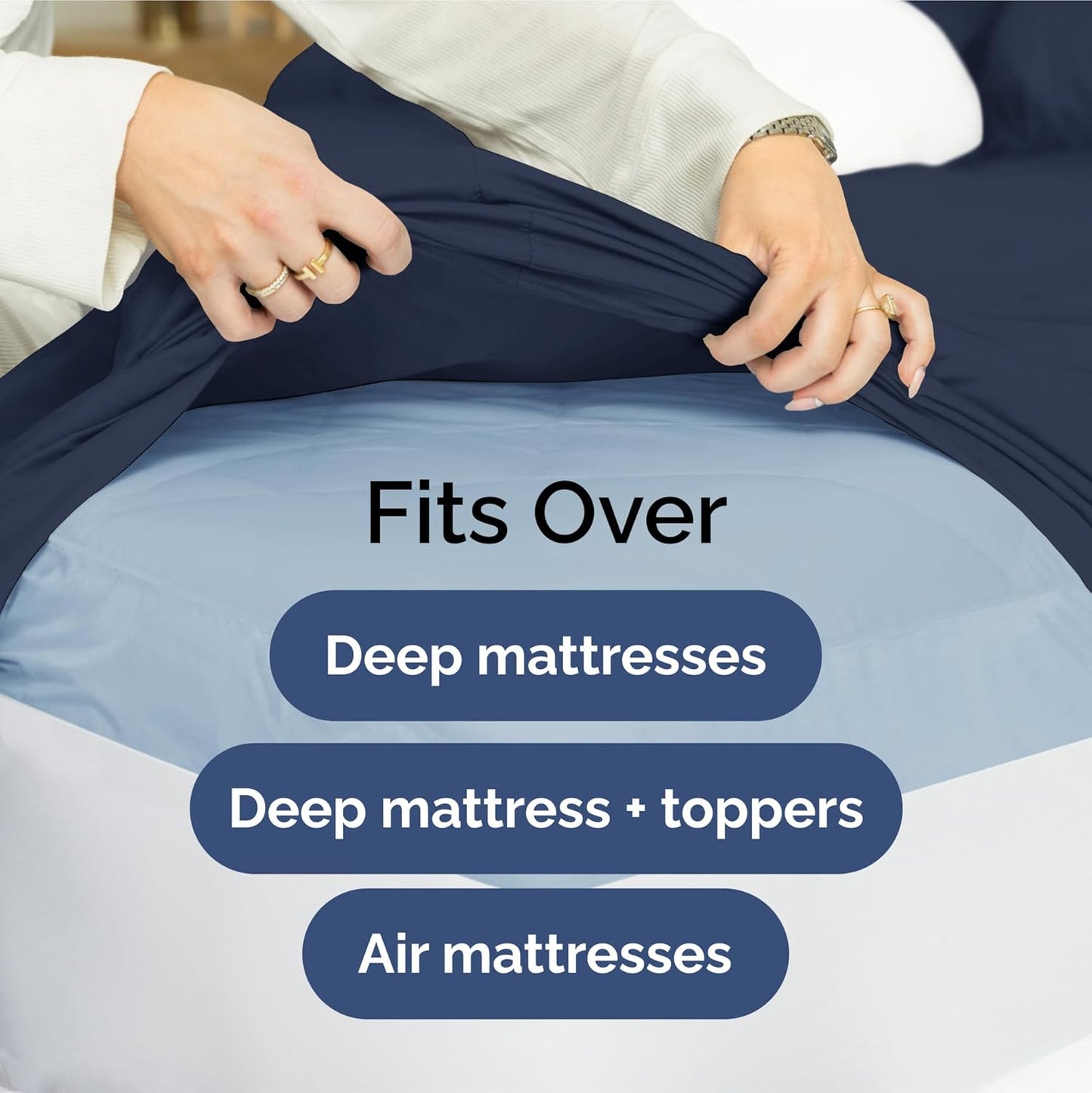 Extra Deep King Sheet Set - 6 Piece Breathable & Cooling Sheets - Hotel Luxury Bedding Set 18-24 Inch Extra Deep Pockets - Easy & Secure Fit - Super Soft, Wrinkle Free & Comfy - Navy Blue, King Size