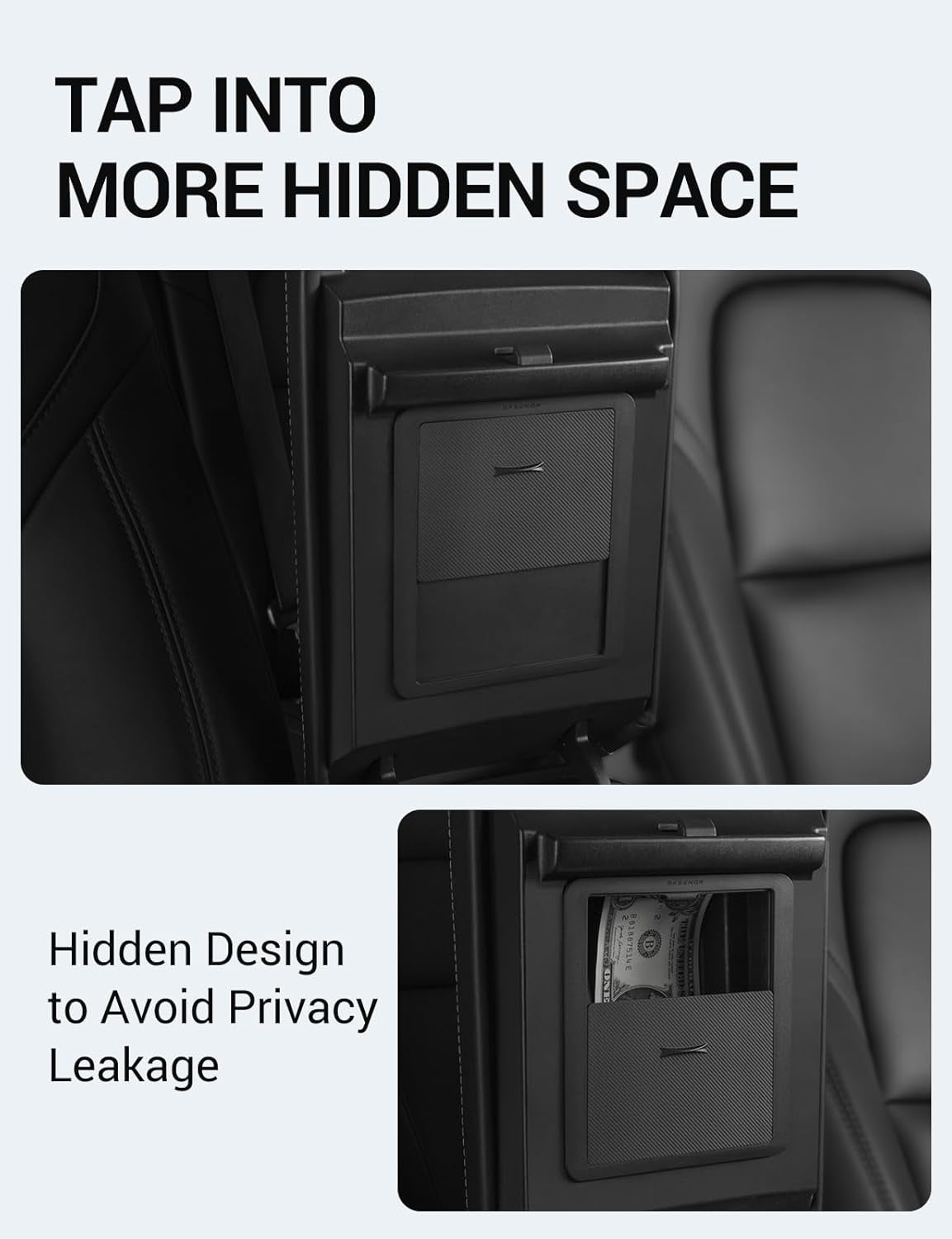 Upgraded Tesla Model 3 Model Y Armrest Hidden Storage Box [Powerful Magnetic] Center Console Secret Compartment Accessories for 2017-2023 Model 3 2020-2024 Model Y