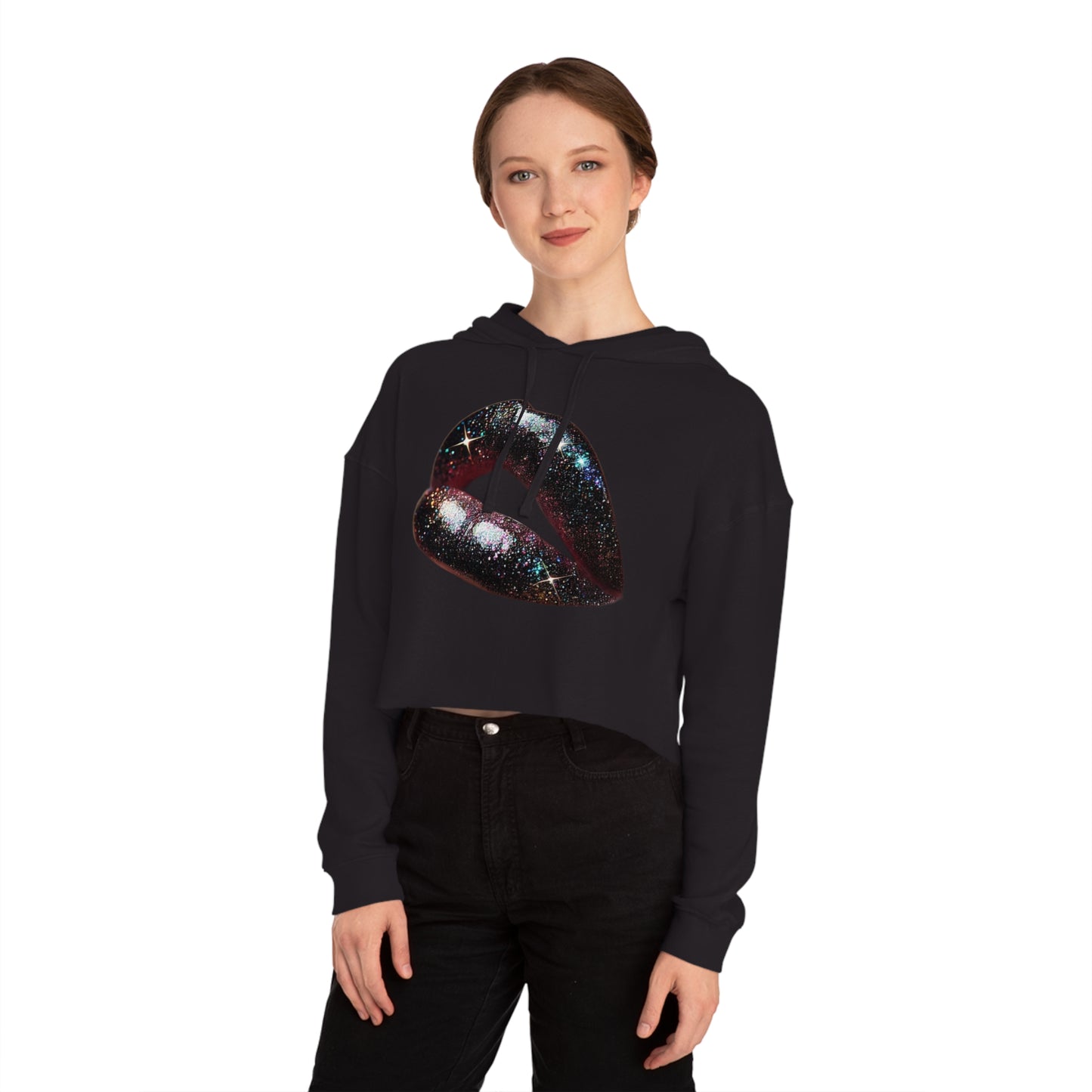 GALAXY LIP GLOSS Women’s Cropped Hooded Sweatshirt