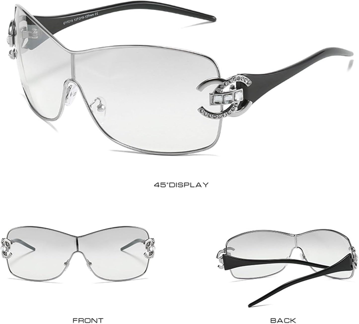 Wrap around Y2K Sunglasses for Women Men Fashion Large Frame One-Piece Shades Trendy Shield Design Gradient Lens