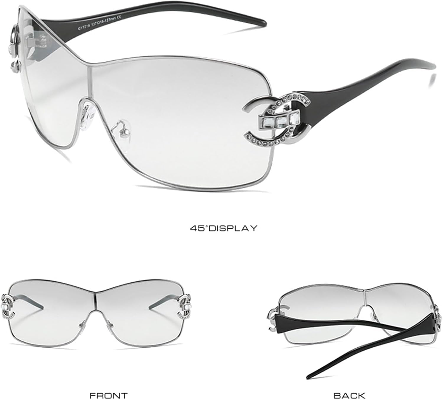 Wrap around Y2K Sunglasses for Women Men Fashion Large Frame One-Piece Shades Trendy Shield Design Gradient Lens