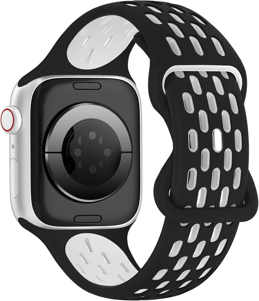 Sport Silicone Bands Compatible with Apple Watch Band 46Mm 45Mm 44Mm 42Mm 49Mm 41Mm 40Mm 38Mm, Breathable Soft Strap Replacement Wristband for Iwatch Ultra 2 Series 10 9 8 7 SE 6 5 4 3 2 1 Men Women