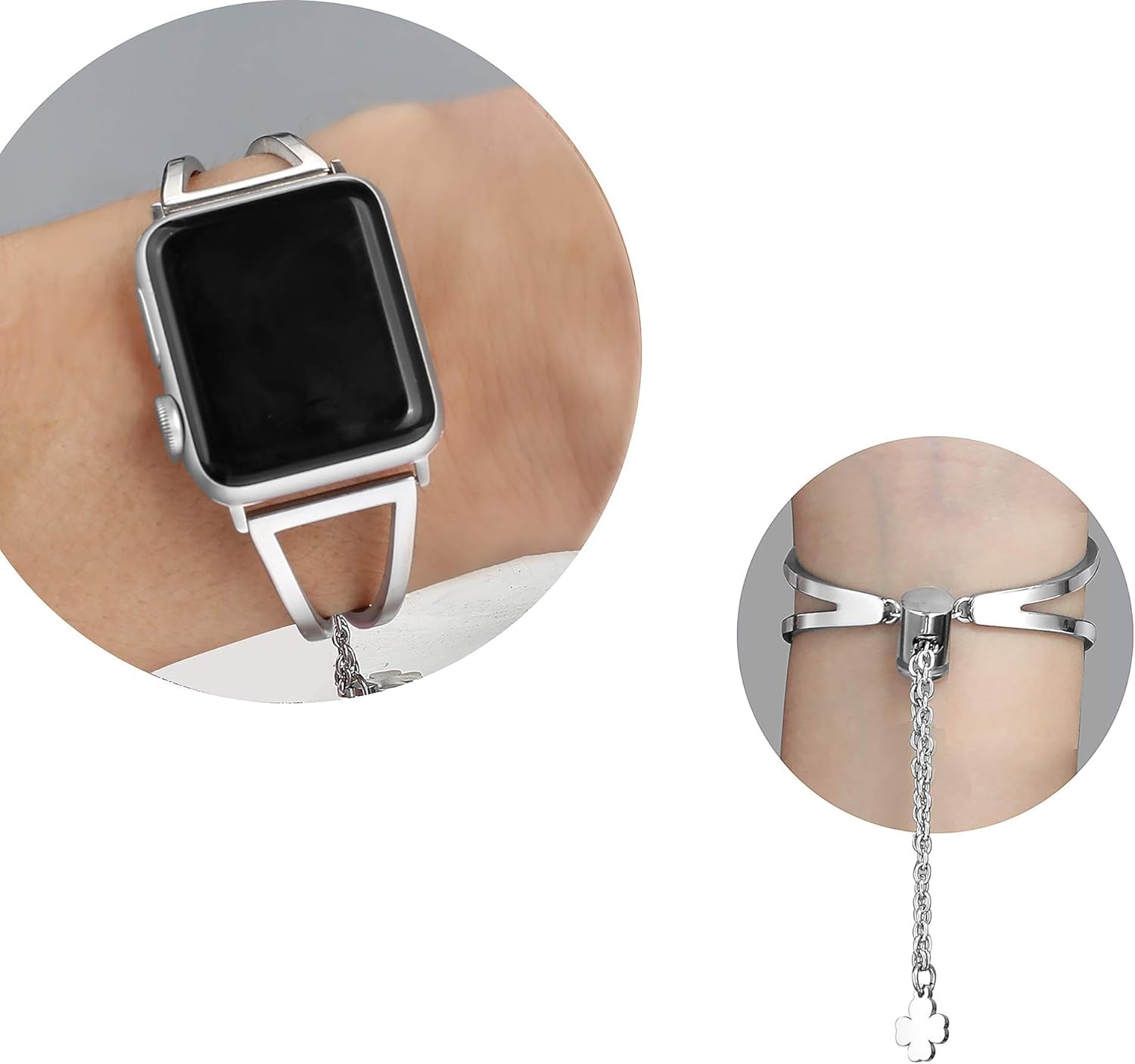 Stainless Steel Bands Compatible with Apple Watch Bands 38Mm 40Mm 41Mm 42Mm 44Mm 45Mm Iwatch Series 9/8/7/6/5/4/3/2/1/SE, Dressy Metal Bangle Bracelet Women