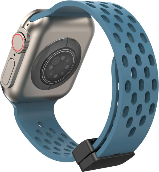Magnetic for Apple Watch Ultra/Ultra 2 Band 49Mm 45Mm 44Mm 42Mm Iwatch Strap 41Mm 40Mm 38Mm Men Women, Breathable Soft Silicone Sport Band with Magnetic Butterfly Clousure for Apple Watch Ultra 2 Ultra 9 8 7 6 5 4 3 2 1 SE