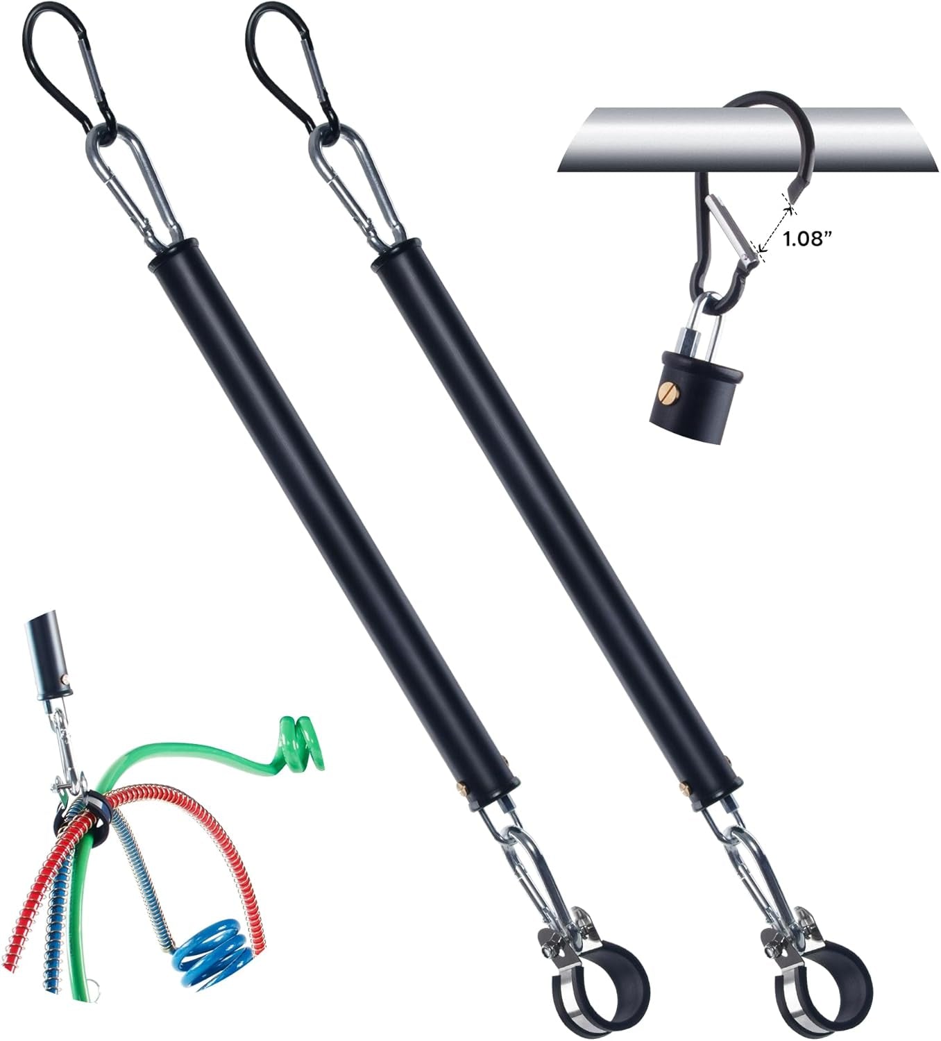 16” Double Tender Spring Kit, Dual Tender Spring for Suspending Trailer Air Line & Electric Cords, Tender Spring Assembly with Hanger Bracket for Semi Trucks Tractors Trailers