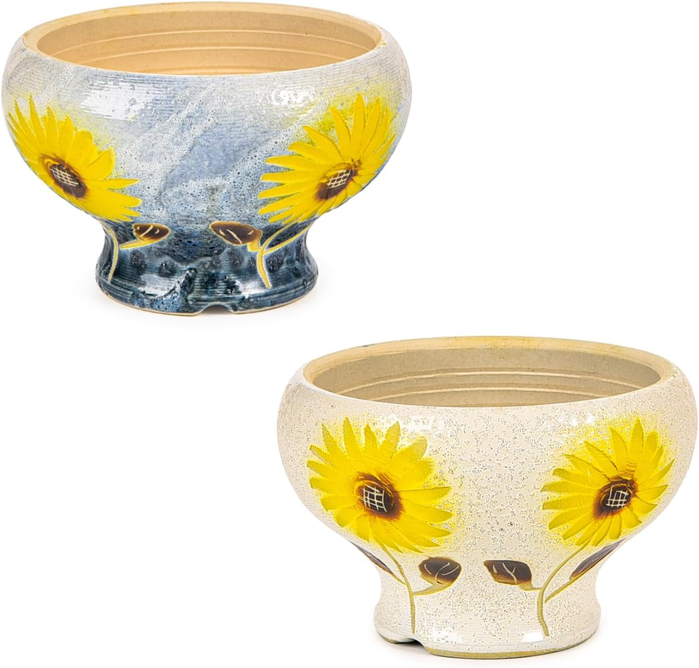 Small Succulent Planters Set of 2, Beautiful Hand Crafted Ceramic Plant Pots Cute Cactus Pot, 6.5 Inch Flower Pots for Indoor Plants with Drainage, Desktop Windowsill Home Office Decor Pots